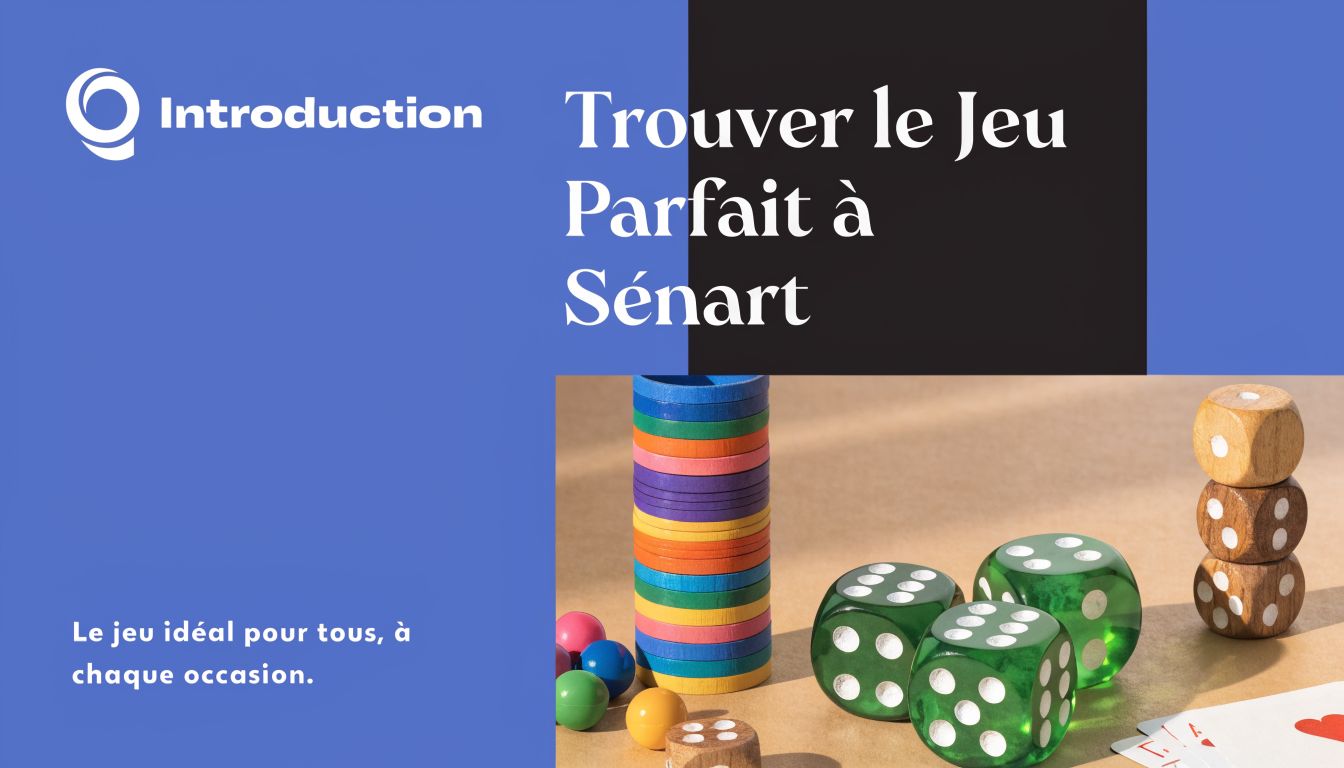 Une image promotionnelle pour le jeu parfait à Sénart, montrant des dés, des jetons et des cartes.